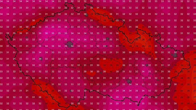 P�edpov�� teplot na sobou 20. �ervna 2026