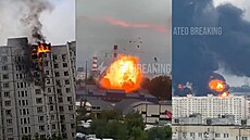 Exploze moskevské rafinerie urvala ob�í víko nádr�e, let�lo vysoko do vzduchu