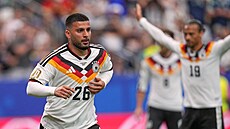 Deniz Undav slaví �estý gól N�mecka proti Curacau.