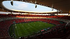 Pohled na stadion v Guadalaja�e, kde se �eská reprezentace utká s Koreou.
