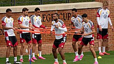 N�me�tí fotbalisté na tréninku p�ed mistrovstvím sv�ta.