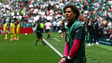 Mexický branká� Guillermo Ochoa p�ed utkáním s Ji�ní Afrikou na domácím...