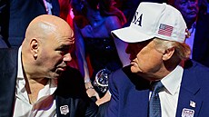Prezident Donald Trump (vpravo) poslouchá prezidenta a generálního �editele UFC...