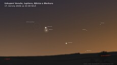 Dne�ní ve�erní oblohu ozdobí M�síc ve spole�nosti t�í planet. (17. �ervna 2026)