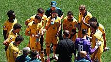 Australané b�hem ob�erstvovací pauzy v utkání proti USA.