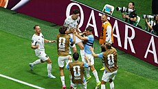 Ladislav Krej�í slaví gól b�hem zápasu mistrovství sv�ta proti Ji�ní Koreji