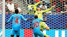 Yoane Wissa z DR Kongo dává gól Portugalsku na mistrovství sv�ta.