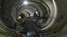 Pohled do obratového tunelu za stanicí Pankrác D.