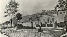 Rodný d�m Franti�ka Barto�e v Mladcové u Zlína v roce 1914.