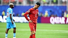 Portugalský úto�ník Cristiano Ronaldo po zápase s Demokratickou republikou...