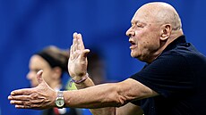 �eský trenér Miroslav Koubek b�hem utkání s Jihoafrickou republikou.