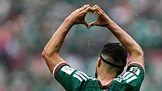 Mexický úto�ník Raúl Jiménez slaví, skóroval v úvodním zápase MS 2026 proti JAR.