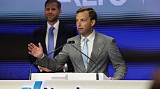 Zach Witkoff a Eric Trump na burzovní prezentaci spole�nosti Alt5 (13. srpna...