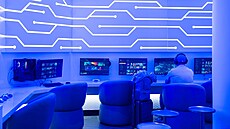 Herní prostor v salonku Portal Lounge na mezinárodním leti�ti v Minneapolis