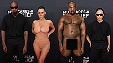 Kanye West a Bianca Censori na cenách Grammy (vlevo) a vtípek na adresu rapera...