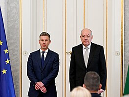 Ma�arský premiér Péter Magyar a prezident Tamás Sulyok (12. kv�tna 2026)