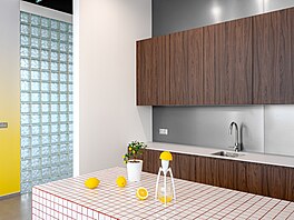 Materiály v kuchy�ce jsou pojaté v �isté a� konstruk�ní pravoúhlé geometrii a...