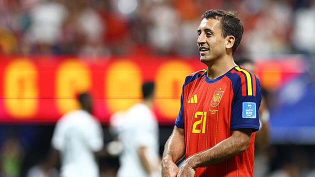 �pan�lsk� �to�n�k Mikel Oyarzabal a jeho oslava g�lu proti Sa�dsk� Ar�bii.