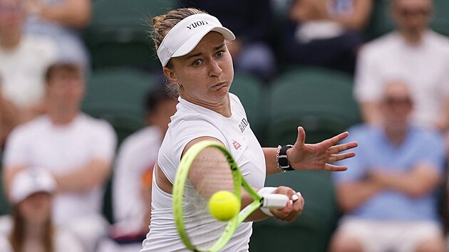 �der Barbory Krej��kov� b�hem prvn�ho kola Wimbledonu.