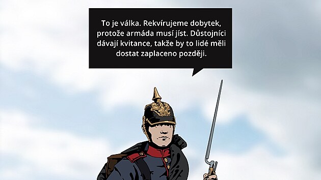 Komiks na p��b�z�ch �ty� postav uk�e dopad prusko-rakousk� bitvy z roku 1866 u Hradce Kr�lov� na voj�ky i m�stn� lidi.