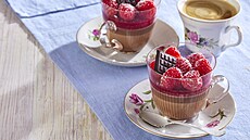 �okoládová panna cotta s malinovým �elé