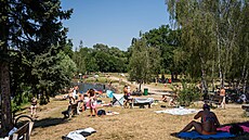 Lidé se koupou u Olomouckých p�ehrad b�hem vlny horkého letního po�así. (28....