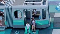 �ást grafického návrhu �e�ení jedné z expozic Sv�ta dopravy okolo budovy...