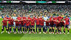 Týmová fotografie �eských fotbalist� p�ed utkáním s Mexikem.