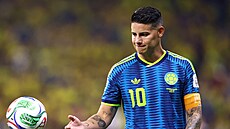 James Rodríguez b�hem utkání Kolumbie s Uzbekistánem.
