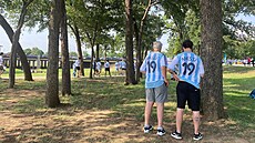 Argentin�tí fanou�ci p�ed utkáním s Rakouskem na mistrovství sv�ta.