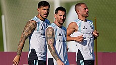 Lionel Messi na tréninku argentinské reprezentace.