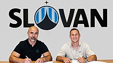 Jan Bo�il s generálním �editelem Slovanu Janem Nezmarem.