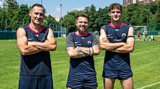 Jan Bo�il, Vasil Ku�ej a Alexandr Bu�ek na tréninku Slovanu Liberec