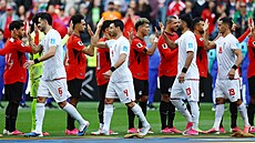 Za�átek duelu na mistrovství sv�ta mezi Egyptem a Íránem.