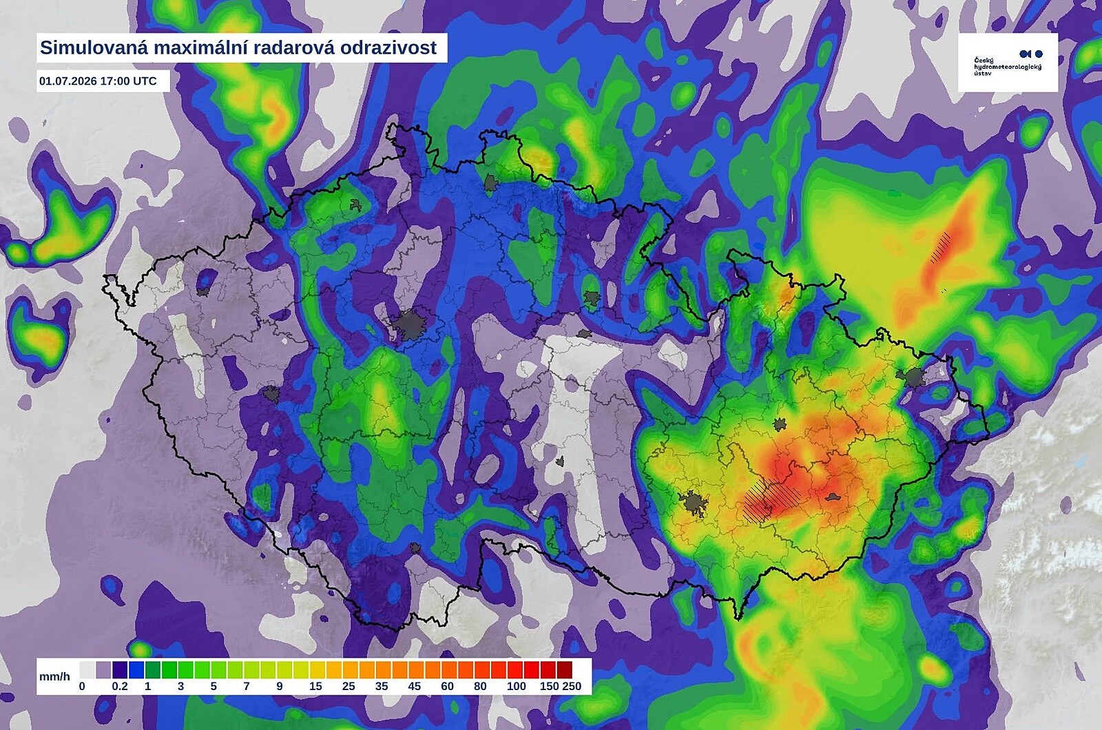 Meteo pohotovost: vznikla supercela, na rozhraní Čech a Moravy velmi silné bouřky