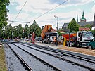 Oprava tramvajové trati Chotkovy sady - Brusnice (stav za�átek �ervence 2026)