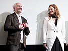 Karel Och a Ester Geislerová b�hem uvedení filmu Dv� deci tu�e v karlovarském...