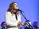 Ester Geislerová b�hem uvedení filmu Dv� deci tu�e v karlovarském M�stském...
