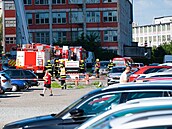 Ve Zlín� ho�í jedna z budov v bývalém ba�ovském továrním areálu. (9. �ervence...