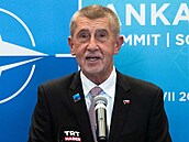 Tisková konference premiéra Andreje Babi�e na summitu NATO v turecké Anka�e....