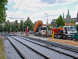 Oprava tramvajové trati Chotkovy sady - Brusnice (stav za�átek �ervence 2026)