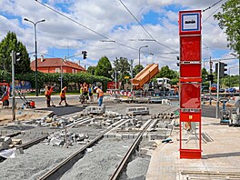 Oprava tramvajové trati Chotkovy sady - Brusnice (stav za�átek �ervence 2026)