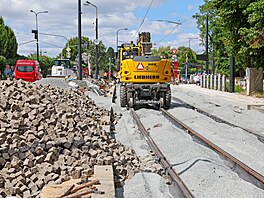 Oprava tramvajové trati Chotkovy sady - Brusnice (stav za�átek �ervence 2026)