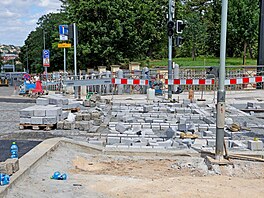 Oprava tramvajové trati Chotkovy sady - Brusnice (stav za�átek �ervence 2026)