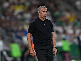 Trenér Sabri Lamouchi sleduje utkání Tuniska se �védskem.