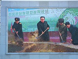 Mozaiková malba s obrazem severokorejského p�edsedy Kim �ong-una,