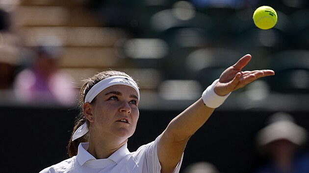 Karol�na Muchov� pod�v� v osmifin�le Wimbledonu.