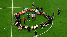 Egypt�tí fotbalisté slaví postup do osmifinále mistrovství sv�ta p�es Austrálii.