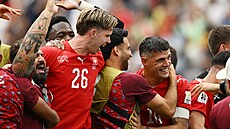 �výcarská radost po postupu do �tvrtfinále mistrovství sv�ta.