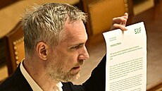 Sch�ze Poslanecké sn�movny. Na snímku p�edseda Pirát� Zden�k H�ib (3. �ervence...